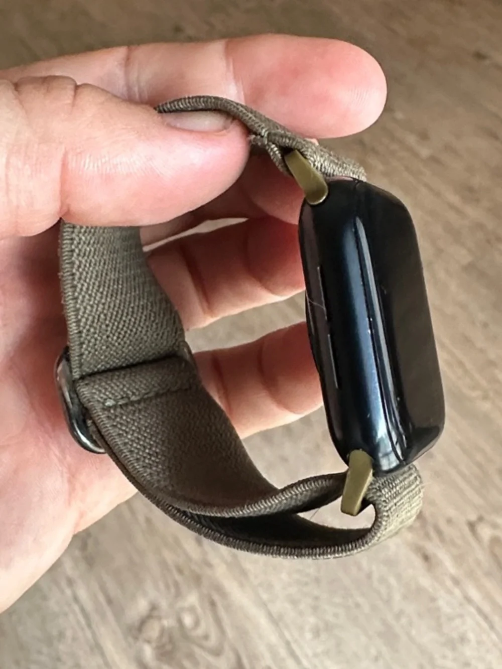 Smartwatch with Olive Green Fabric Loop Band